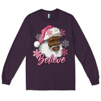 Plum pink christmas african american santa believe Long Sleeve Tee - RanaPortraitStore