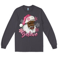 Smoke pink christmas african american santa believe Long Sleeve Tee - RanaPortraitStore