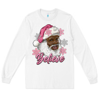 White pink christmas african american santa believe Long Sleeve Tee - RanaPortraitStore