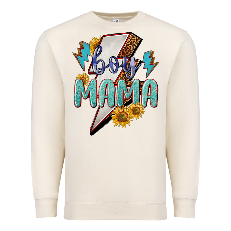 Boy Mama Lightning Bold Mother's Day Premium Sweatshirt by HowdyJamesFarm | Teevron