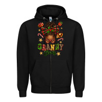 Black granny claus afro messy bun Zipper Hoodie - texasbilliewilder