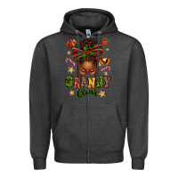 Charcoal Heather granny claus afro messy bun Zipper Hoodie - texasbilliewilder