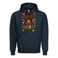Navy granny claus afro messy bun Zipper Hoodie - texasbilliewilder