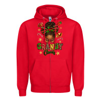 Red granny claus afro messy bun Zipper Hoodie - texasbilliewilder