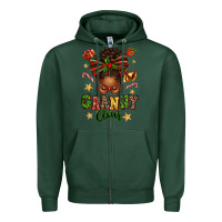 Sports Green granny claus afro messy bun Zipper Hoodie - texasbilliewilder