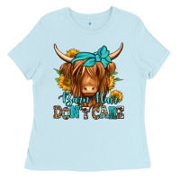 Baby Blue barn hair don't care long haired cow Ladies Tee - Jasminsmagicworld