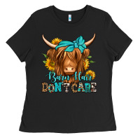 Black barn hair don't care long haired cow Ladies Tee - Jasminsmagicworld