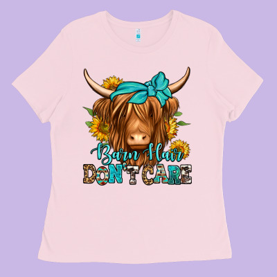 Barn Hair Don't Care Long Haired Cow Ladies Tee Designed By Jasminsmagicworld