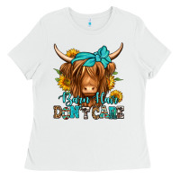 White barn hair don't care long haired cow Ladies Tee - Jasminsmagicworld