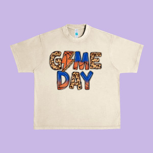 Game Day Basketball Urban Heavy Tee Designed By Maliassmallbusiness