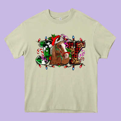 Joy And Horse Christmas Heavy Core Tee Designed By Adodesignshop