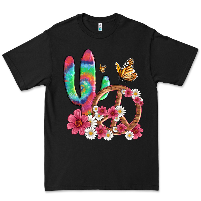 Cactus Peace Sign Flowers And Butterflys Premium Tee by Artiststas | Teevron