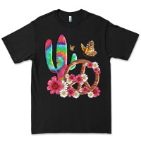Black cactus peace sign flowers and butterflys Premium Tee - Artiststas