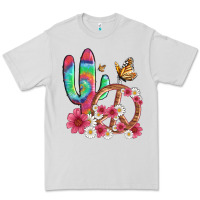 Dove Grey cactus peace sign flowers and butterflys Premium Tee - Artiststas