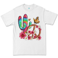 White cactus peace sign flowers and butterflys Premium Tee - Artiststas