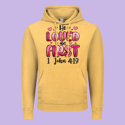 He Loved Us First 1 John 4 19 Vintage Hoodie Designed By Maliassmallbusiness