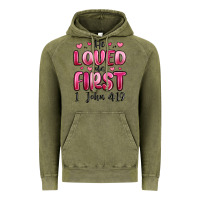 Vintage Olive he loved us first 1 john 4 19 Vintage Hoodie - MaliasSmallBusiness