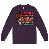 Plum mexican sugar skull latina chingona bonita Long Sleeve Tee - LillyAllenDesigns