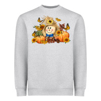 Heather Grey fall scarecrow Heavyweight Sweatshirt - LillyAllenDesigns