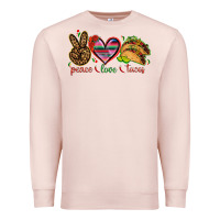 Pale Pink Peace love tacos Mexico Premium Sweatshirt - HowdyJamesFarm