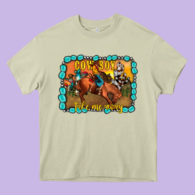 Cowboy Take Me Away Heavy Core Tee Designed By Jahusdesignshop
