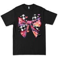 Black coquette bow floral checkered pattern Premium Tee - JahusDesignShop