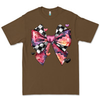 Cacao coquette bow floral checkered pattern Premium Tee - JahusDesignShop