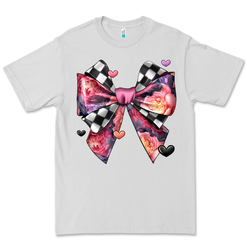 Coquette Bow Floral Checkered Pattern Premium Tee by JahusDesignShop | Teevron