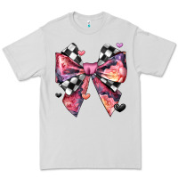 Dove Grey coquette bow floral checkered pattern Premium Tee - JahusDesignShop