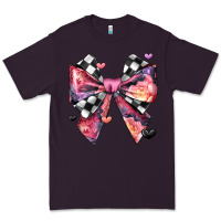 Plum coquette bow floral checkered pattern Premium Tee - JahusDesignShop