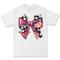 White coquette bow floral checkered pattern Premium Tee - JahusDesignShop