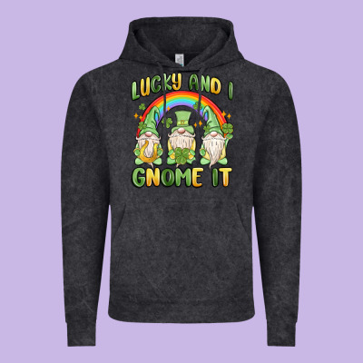 Lucky And I Gnome It Vintage Hoodie Designed By Maliassmallbusiness