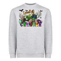 Heather Grey spooky crusher monster truck Heavyweight Sweatshirt - LillyAllenDesigns
