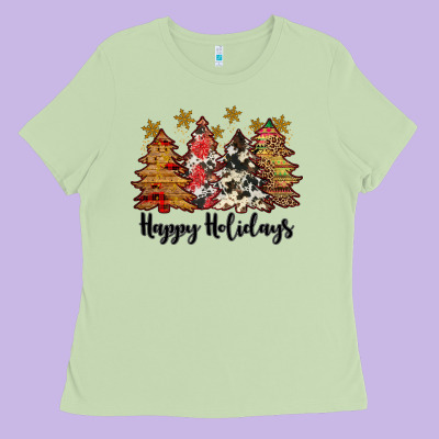 Happy Holidays Ladies Tee Designed By Jahusdesignshop