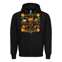 Black Grateful thankful blessed Zipper Hoodie - NancyCooperArtShop