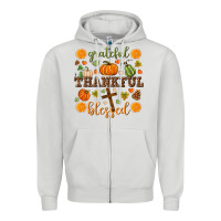 Dove Grey Grateful thankful blessed Zipper Hoodie - NancyCooperArtShop