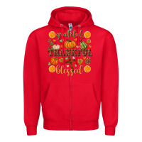 Red Grateful thankful blessed Zipper Hoodie - NancyCooperArtShop