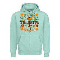 Seafoam Grateful thankful blessed Zipper Hoodie - NancyCooperArtShop
