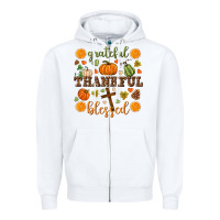 White Grateful thankful blessed Zipper Hoodie - NancyCooperArtShop