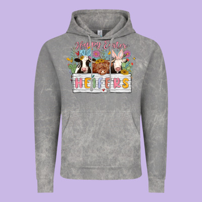 Happy Easter Heifers Vintage Hoodie Designed By Maliassmallbusiness