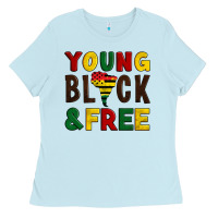 Baby Blue young black and free Ladies Tee - Artiststas