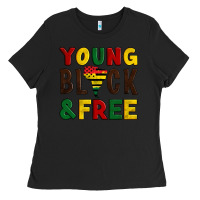 Black young black and free Ladies Tee - Artiststas