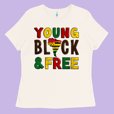 Young Black And Free Ladies Tee Designed By Artiststas