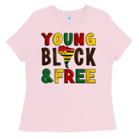 Bubblegum Pink young black and free Ladies Tee - Artiststas