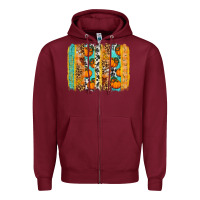 Burgundy Fall Pumpkin brushstrokes Zipper Hoodie - NancyCooperArtShop