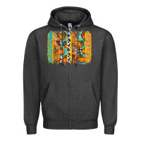 Charcoal Heather Fall Pumpkin brushstrokes Zipper Hoodie - NancyCooperArtShop