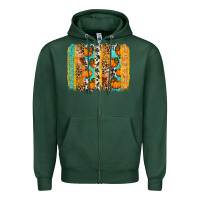 Sports Green Fall Pumpkin brushstrokes Zipper Hoodie - NancyCooperArtShop