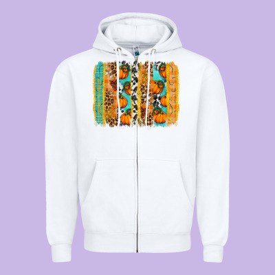 Fall Pumpkin Brushstrokes Zipper Hoodie Designed By Nancycooperartshop