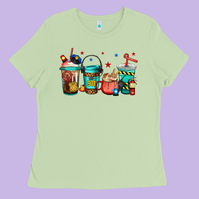 911 Police Firefighter Dispatcher Ladies Tee Designed By Jasminsmagicworld