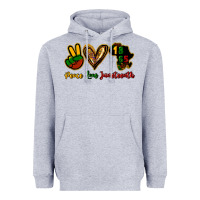 Heather Grey Peace love Juneteenth Heavyweight Hoodie - HowdyJamesFarm
